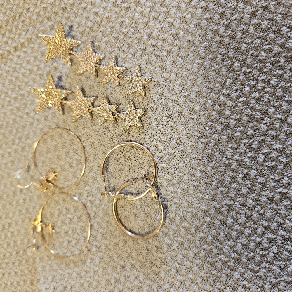 4 Pair Chic Star and Hoop Earring Set